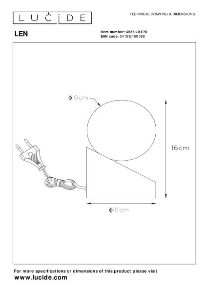 Lucide LEN - Lampe de table - Ø 10 cm - 1xG9 - Bois - technique